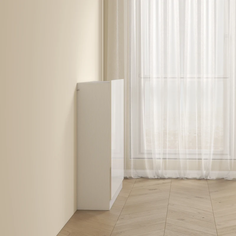 HOMCOM Schoenenkast met 10 planken voor 25-30 paar schoenen, soft-close deuren, wit