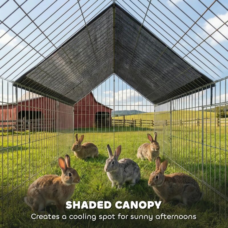 PawHut Rabbit Run with Protective Cover for  Small Animals, Chickens, Guinea Pigs, Tortoises, 180 x 75 x 75 cm, Black