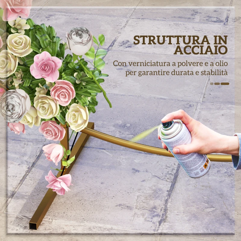 Outsunny Arco da Giardino in Acciaio, Archetto Nuziale Rotondo per Palloncini e Piante Rampicanti per Cerimonie, Compleanni ed Eventi, 222x60x224 cm, Oro