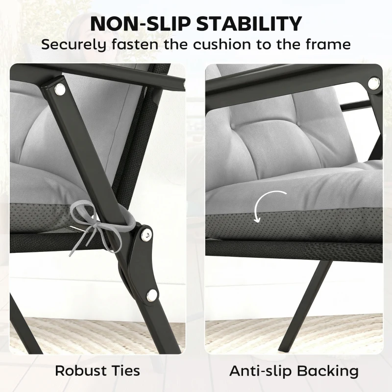 Outsunny Patio Chair Cushions Set of 4, Waterproof Non-Slip Lounge Chair Cushions, 112x53cm, Light Grey