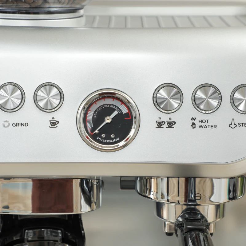 HOMCOM 15 Bar Coffee Machine with 15 Adjustable Grind Setting, Steamer and Complete Kit - Silver Colour