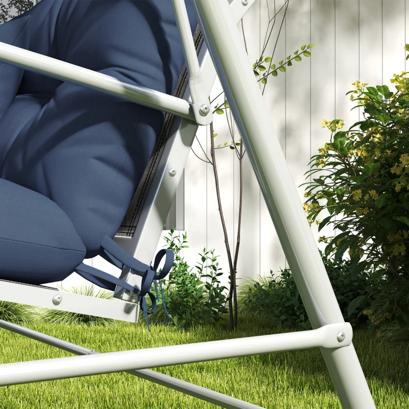 Outsunny Set 4 perne de șezut, 150x50 cm rezistente la apă, perne scaun cu benzi de prindere, 10cm grosime, Marine