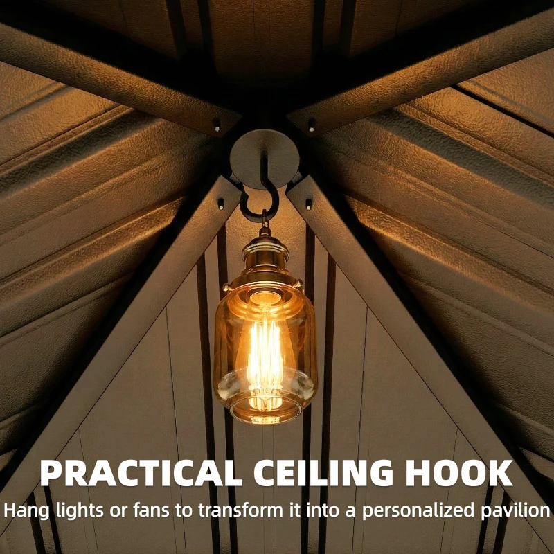 Outsunny Pawilon ogrodowy ok. 3 x 3 m aluminiowy z twardym dachem, moskitierą i 4 ścianami bocznymi, UPF50+