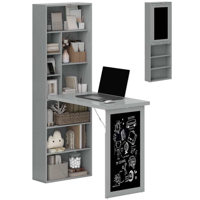 HOMCOM Folding Convertible Desk with Blackboard Multi-function