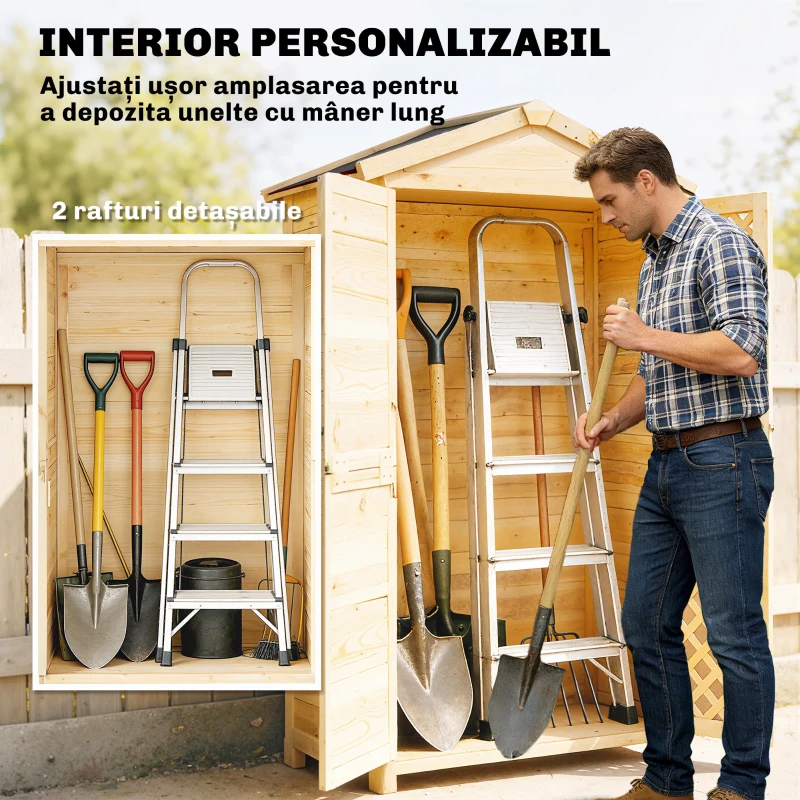 Outsunny Dulap Exterior: Căsuță de Grădină cu Ușă Ventilată și Kit Anti-Răsturnare.