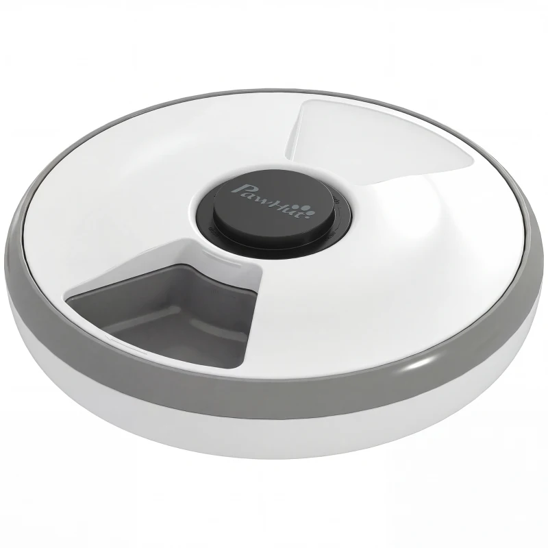 PawHut Alimentador automático, dispensador sem fio com temporizador para até 6 refeições, display LED, pack refrigerante Cinza