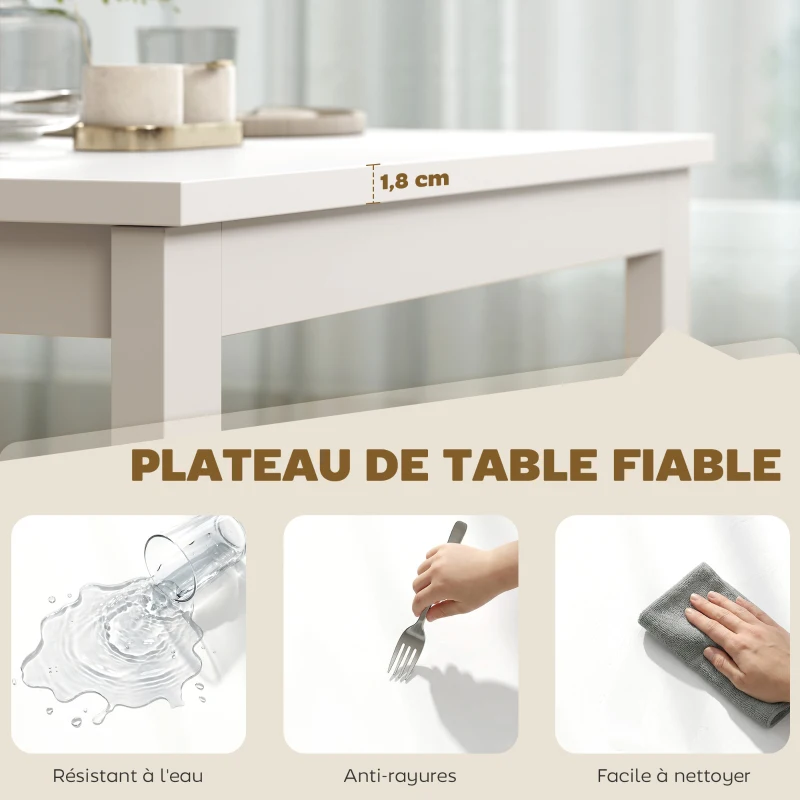 HOMCOM Table à manger extensible 80-120 cm pour 4 à 6 personnes, table de cuisine avec extension coulissante, blanc