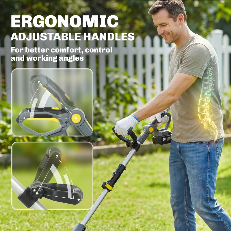 Outsunny Cordless Tiller, 18V Electric Garden Rotavator with 2 x 4000mAh Batteries, Charger, 20cm Tilling Width & 18cm Depth