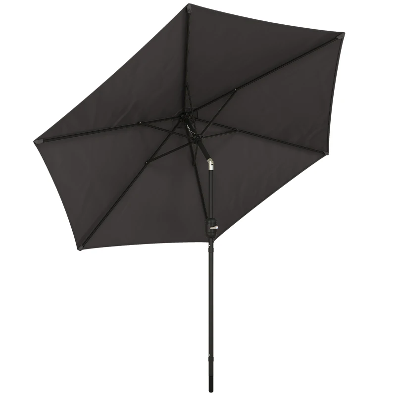 Outsunny 2.6 m Garden Parasol Umbrella with Aluminium Pole, Outdoor Patio Umbrella with Tilt and Crank, Vent, Black