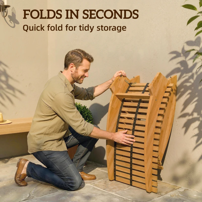 Outsunny Ligstoel van acaciahout inklapbaar ergonomisch tuinligstoel met S-vorm lattenontwerp 60 x 156 x 77 cm