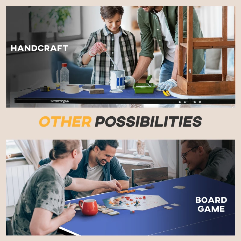 SPORTNOW Stół do tenisa stołowego, składany, z siatką, niebieski