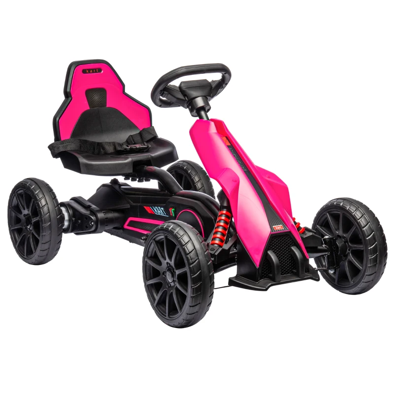 HOMCOM Kart électrique pour enfant 12V - Vitesse réglable 3-5km/h pour enfants de 3 à 8 ans - siège réglable - rose