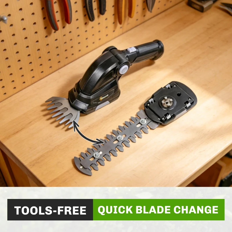 Outsunny 2-in-1 Cordless Hedge Trimmer & Grass Shear with 7.2V 2 x Rechargeable 2000mAh Batteries, 2 Changeable Blades