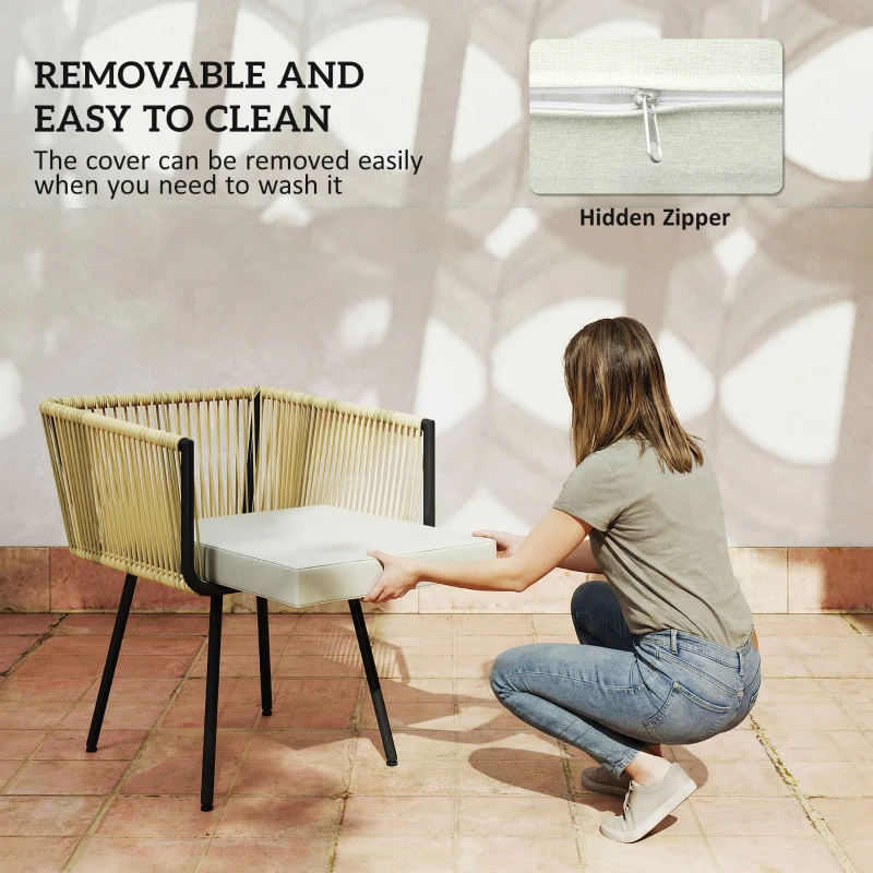 Outsunny 5 Piece Garden Furniture Set, Garden Dining Set with Wood-Plastic Table and 4 Armchairs, Beige