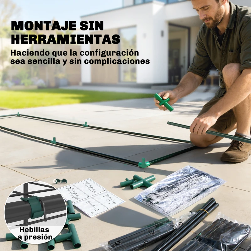 Outsunny Invernadero Pequeño de 3 Niveles 2 Puertas Enrollables Marco de Acero Cubierta de Plástico 143x46x165 cm Transparente