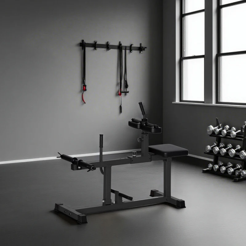 HOMCOM Presse à mollets - poste cuisses et mollets - banc de musculation réglable acier renforcé noir