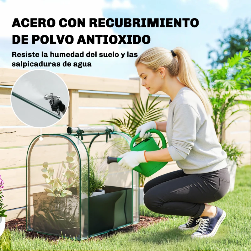 Outsunny Mini Invernadero con Bolsa de Plantación Invernadero Pequeño Portátil para Interior y Exterior 68x50x70 cm Verde
