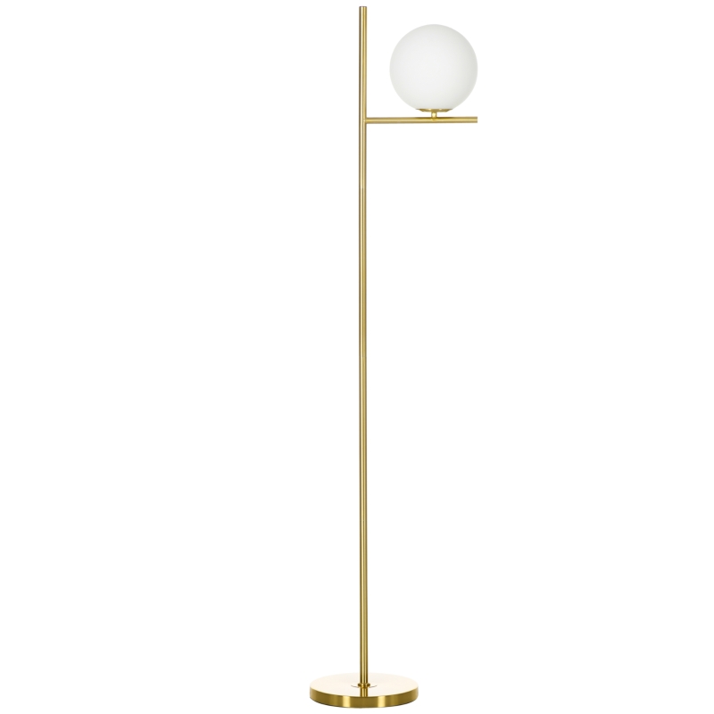 HOMCOM Lampadaire lampe à pied en métal avec abat-jour câble de 180 cm avec interrupteur à pied 30 x 25 x 159 cm or blanc