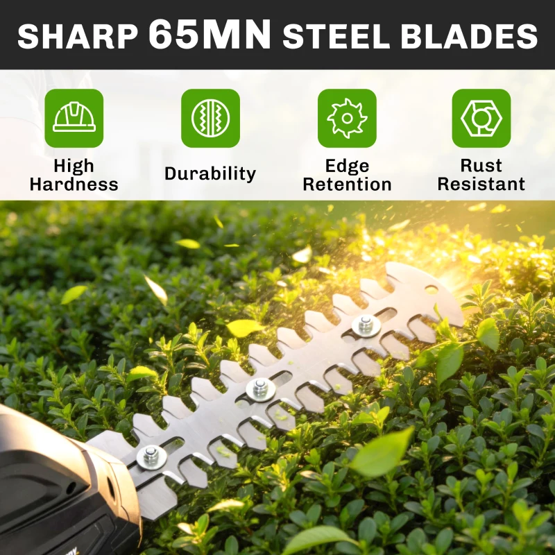 Outsunny 2-in-1 Cordless Hedge Trimmer & Grass Shear with 7.2V 2 x Rechargeable 2000mAh Batteries, 2 Changeable Blades