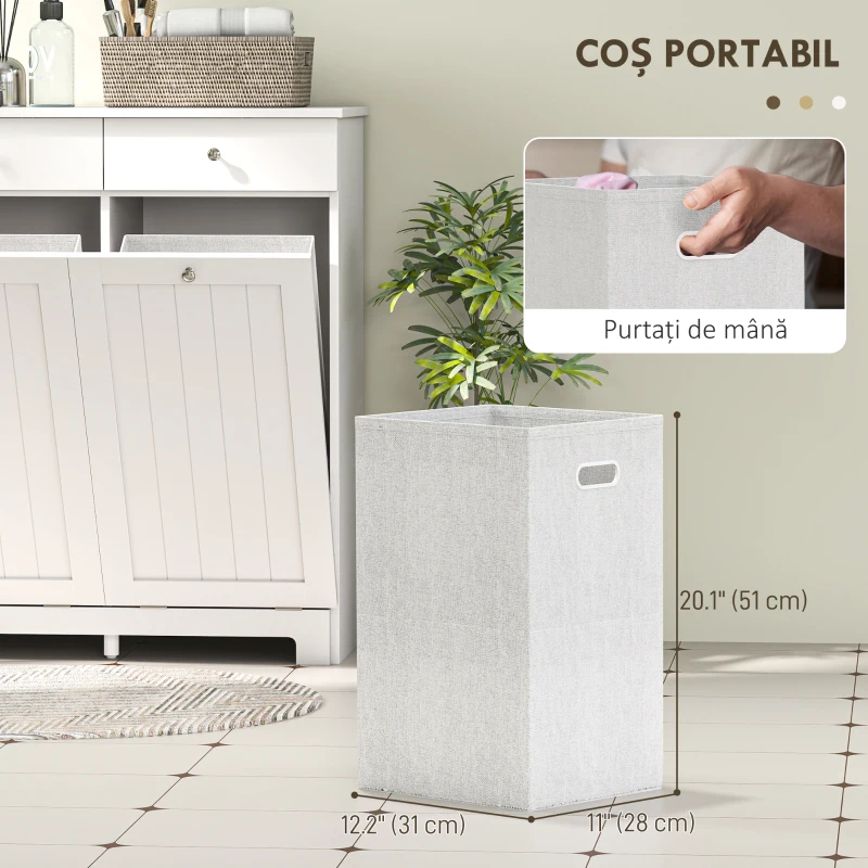 HOMCOM Dulap de Baie cu 2 Coșuri de Rufe Detașabile, 2 Sertare și 2 Uși Basculante, 78x38x90 cm, Alb