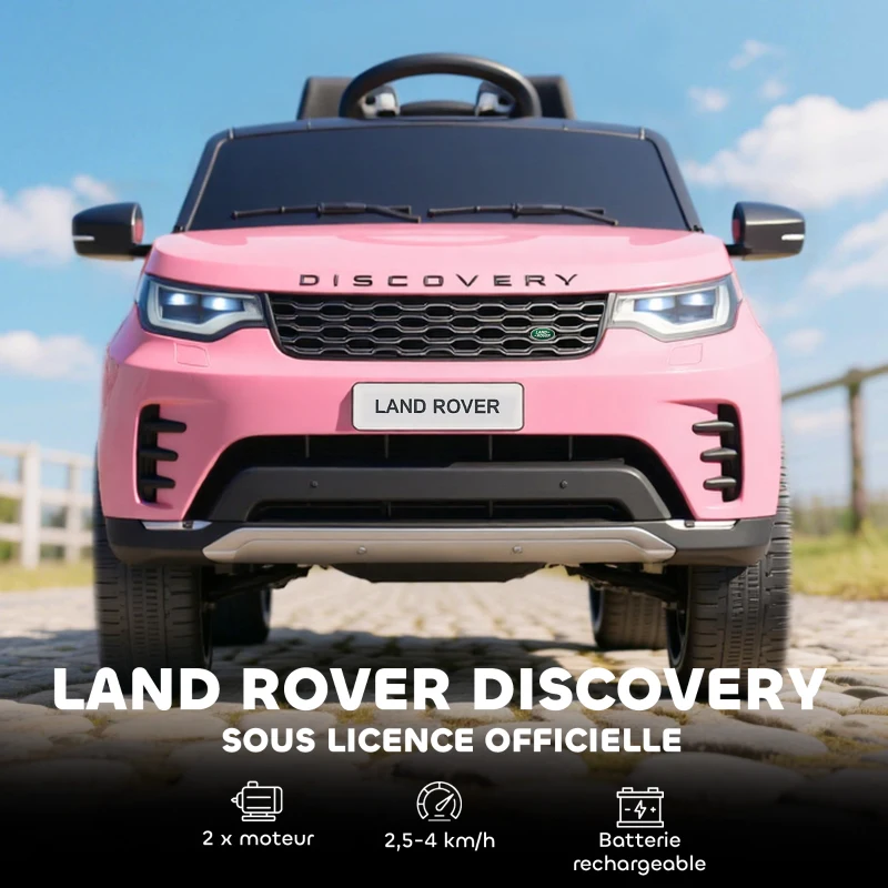 AIYAPLAY Voiture électrique enfant véhicule électrique Land Rover Discovery 12V télécommande 2,4 G 2 moteurs 105x68,5x58cm rose