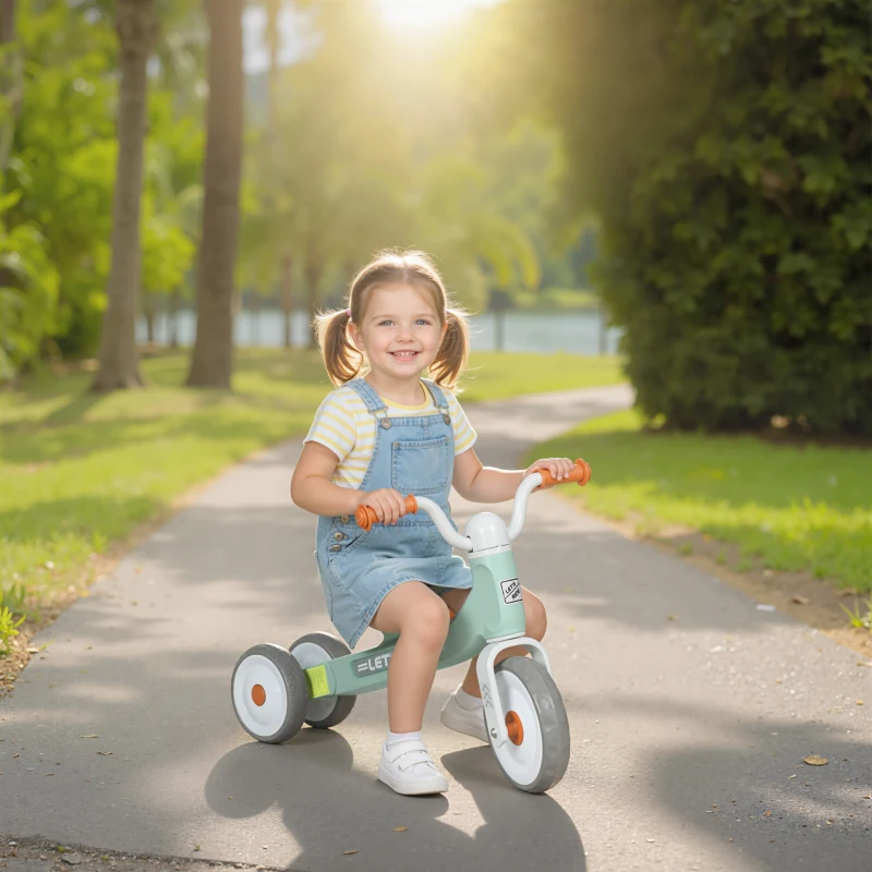 AIYAPLAY Bicicletă fără pedale pentru copii 1-3 ani până la 20 kg, 3 roți silențioase, 69 x 40 x 49 cm, verde