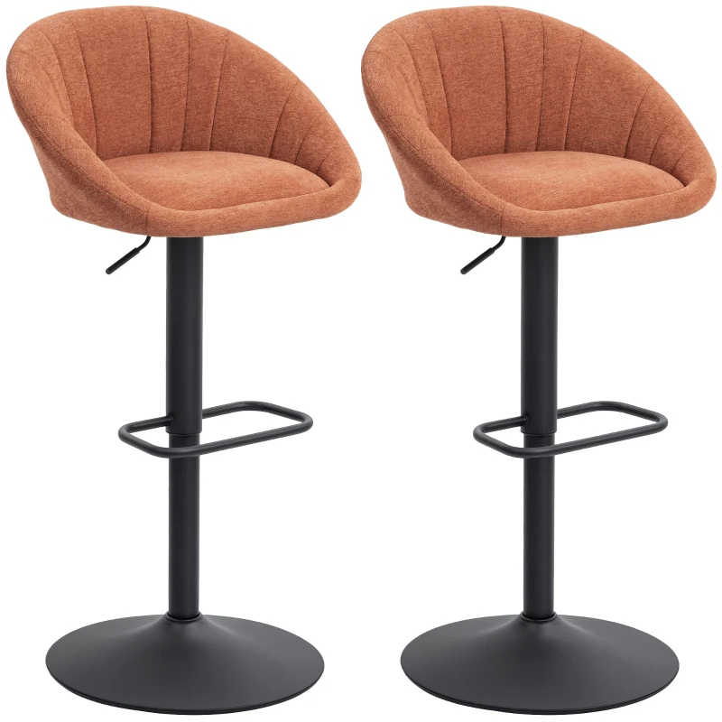 HOMCOM Set of Two Relaxed Tub Bar Stools - Orange
