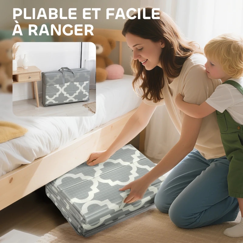 AIYAPLAY Covoraș de joacă pentru bebeluși pliabil și reversibil, covoraș de podea din spumă gros, 202 x 180,5 x 1 cm, multicolor