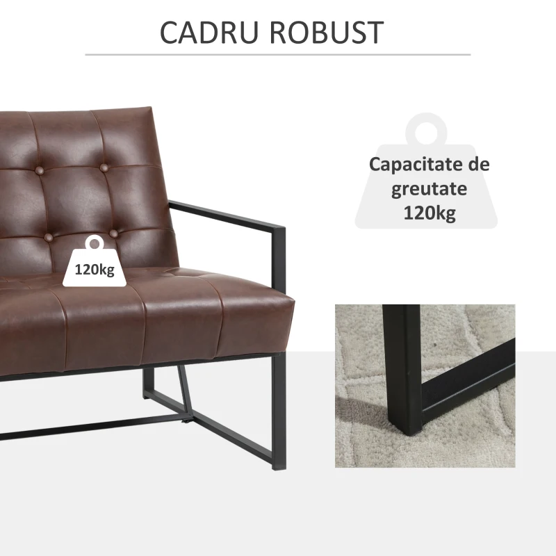 Homcom Fotoliu Industrial – Metal & PU Captusit Matlasat