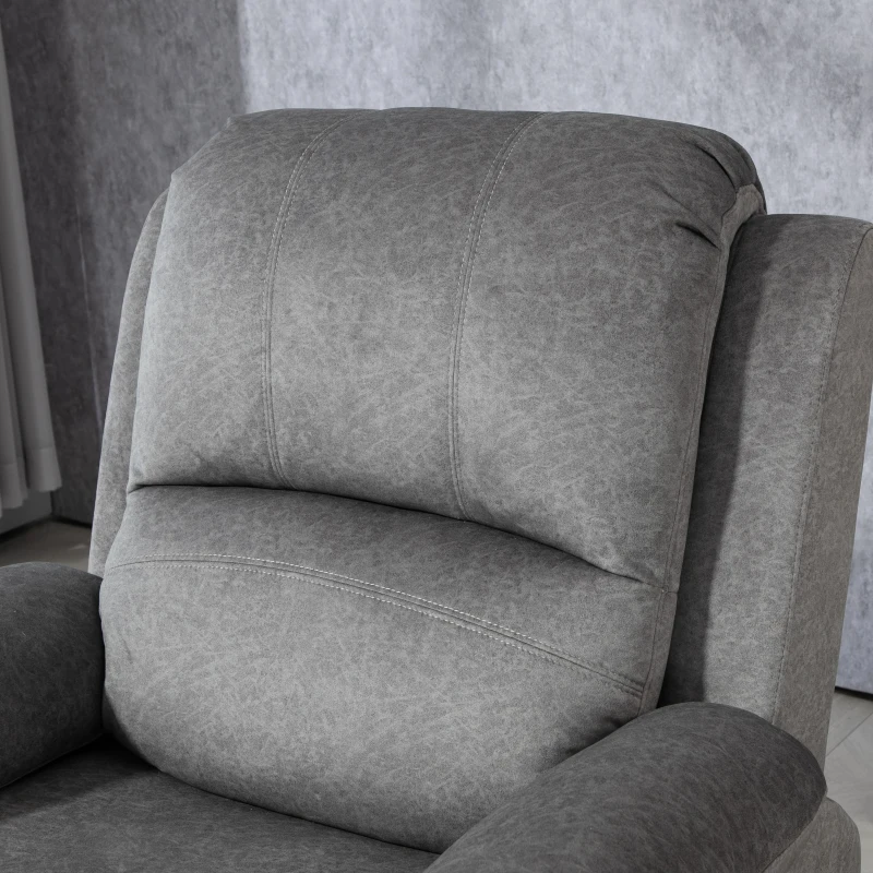 HOMCOM Microfibre Manual Reclining Armchair with 135° Recline Back and Footrest - Grey