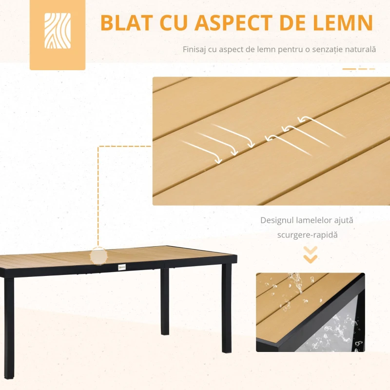 Outsunny Set Gradina 7 piese – Masa + 6 Scaune Textilene Reglabile