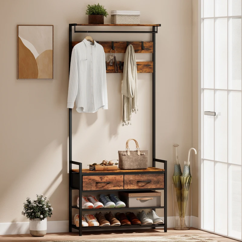 HOMCOM garderobenständer standgarderobe garderobenbank kleiderständer kompaktgarderobe dielengarderobe