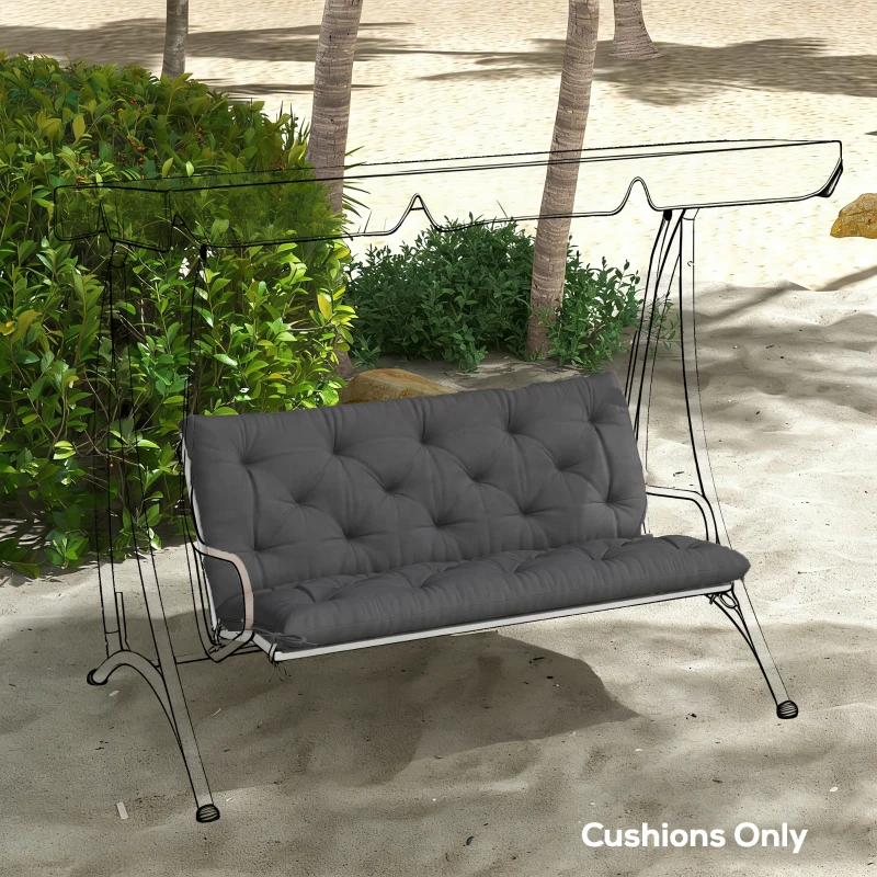 Outsunny Garden Bench Cushion, 2 Seater Swing Chair Cushion, Seat Pad with Ties for Indoor and Outdoor Use, 110 x 120 cm, Black