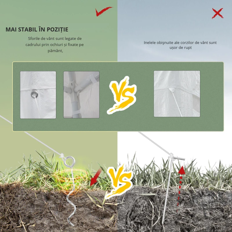 Outsunny Foișor de Grădină cu Pereți Laterali Demontabili, 4 Ferestre și 12 Orificii de Drenaj, 5.85x2.95x2.55 m, Alb