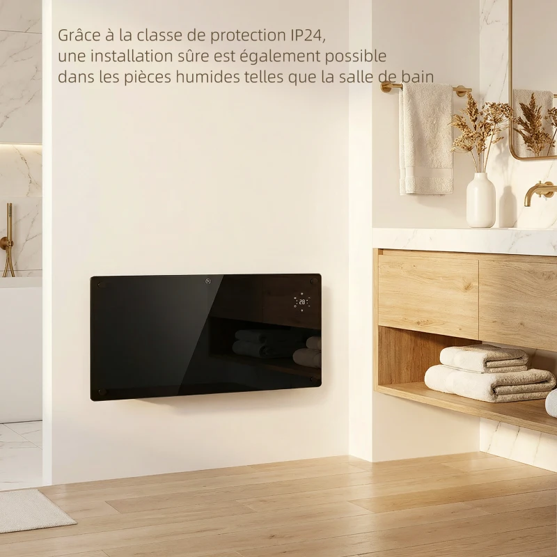 HOMCOM Radiateur électrique au sol ou mural 2000W affichage LED, minuterie 24 heures ou hebdomadaire, thermostat, télécommande