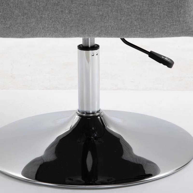 HOMCOM Swivel Linen Fabric Accent Chair for Living Room Contemporary Vanity Armchair with Adjustable Height Thick Cushion Lumbar Support Armrest for Bedroom Office Light Grey