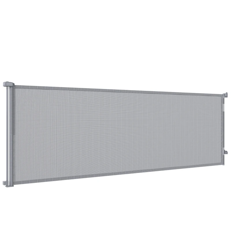 PawHut Retractable Dog Gate, Extends to 300 cm Wide & 104 cm Tall, Mesh Pet Gate Single Hand Operation, for Stairs Doorways