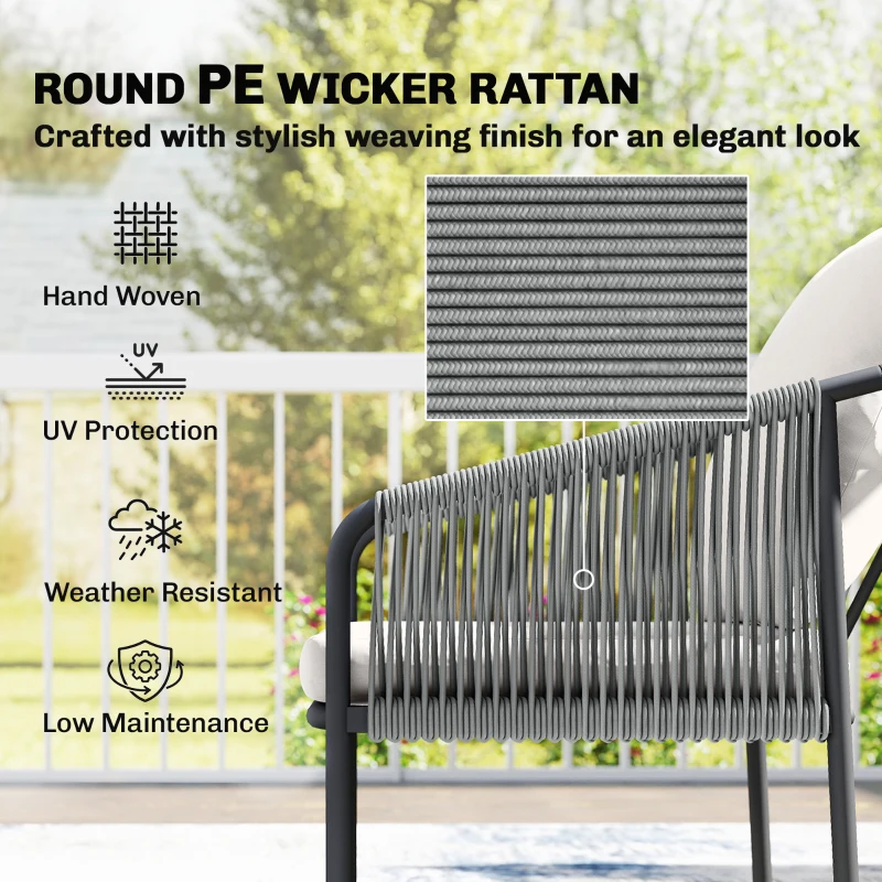 Outsunny Zestaw mebli ogrodowych 4-częściowy Polirattanowa sofa z dwuosobową sofą, 2 fotelami i stolikiem kawowym z poduszkami