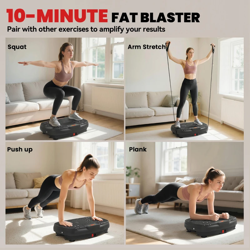 SPORTNOW Vibration Plate Exercise Machine with 120 Speed Levels, 5 Programs, Quiet Vibrating Plate with Resistance Bands