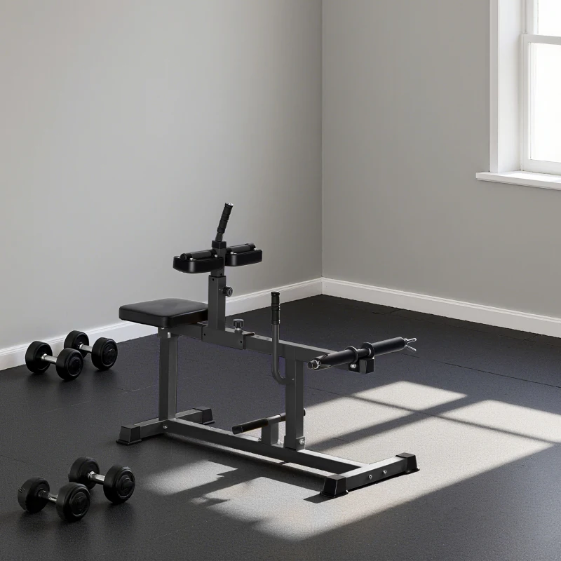 HOMCOM Presse à mollets - poste cuisses et mollets - banc de musculation réglable acier renforcé noir