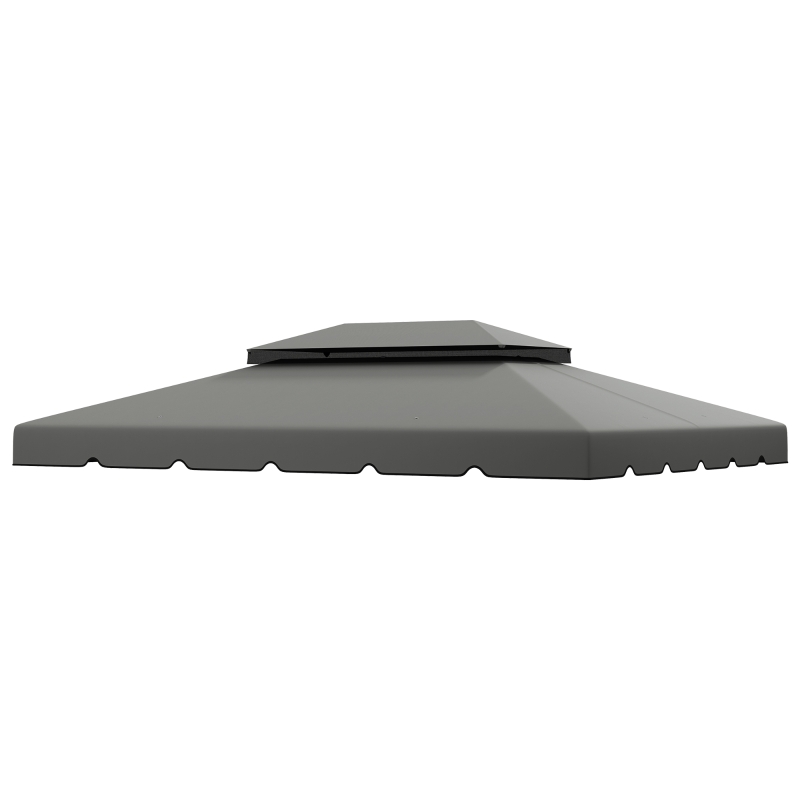 Outsunny Toldo de Recambio para Cenador 4x3 m con Techo Doble Orificios de Drenaje Solo Toldo NO Incluye Marco Gris Claro