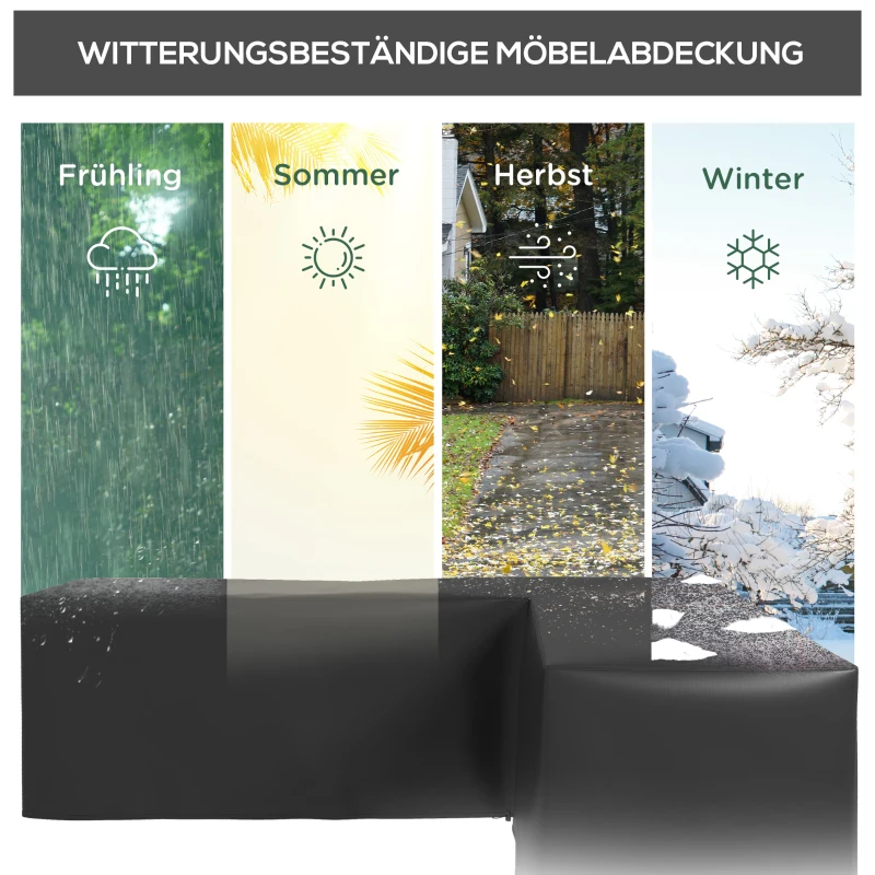 Outsunny Schutzhülle für Gartenmöbel L-förmige Wasserdicht Abdeckung für Ecksofa, Anti-UV 250 x 250 x 79 cm Schwarz