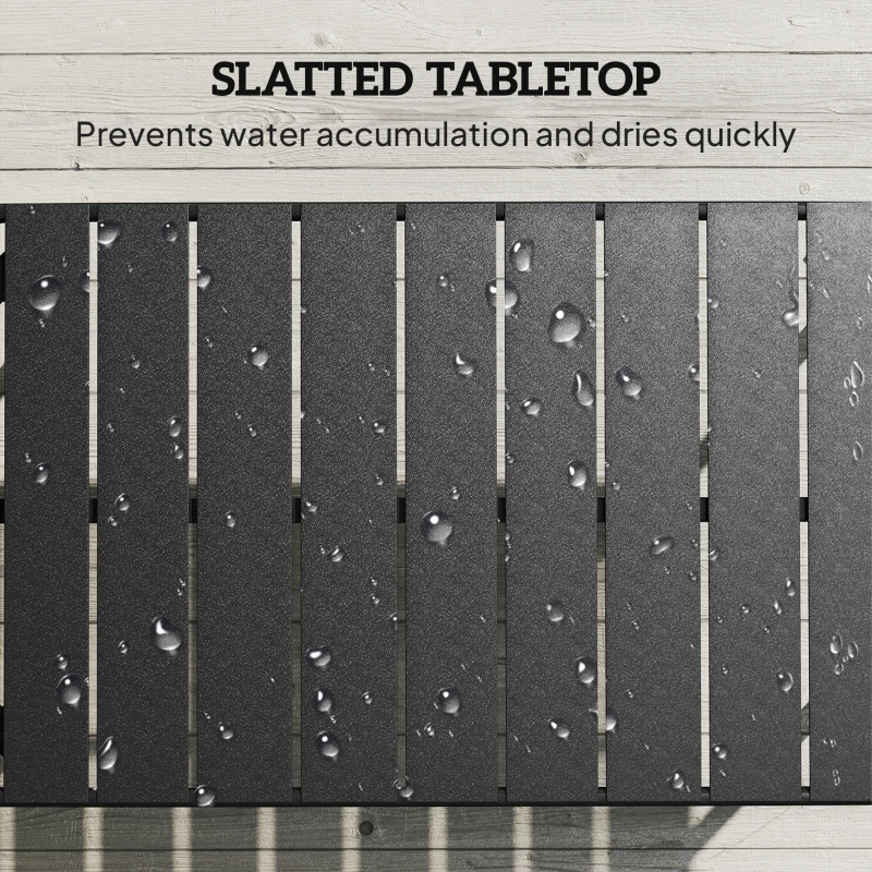 Outsunny Stolik kawowy na zewnątrz, prostokątny metalowy stolik patio z lamelowym blatem, odporny na warunki atmosferyczne