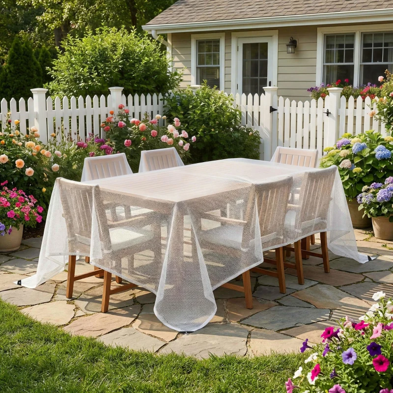 Outsunny Wodoodporna plandeka 4 x 6 m 140g/m² Wytrzymała UV-stabilna osłona ochronna z wzmocnionymi oczkami biała