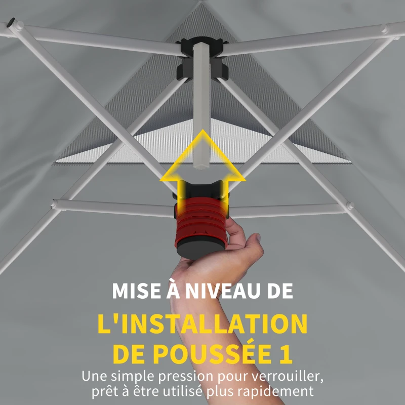 Outsunny Tonnelle de jardin exterieur 3x3m, tonnelle pliante pop-up, roues, protection solaire UPF50+, hauteur réglable, blanc