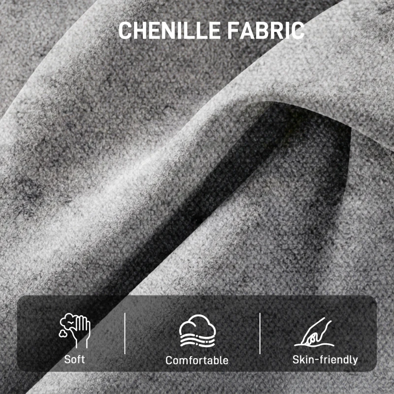 HOMCOM Accent Chair, Chenille Upholstered Swivel Armchair with Lumbar Pillow, High Back, Deep Seat and Metal Legs, Light Grey