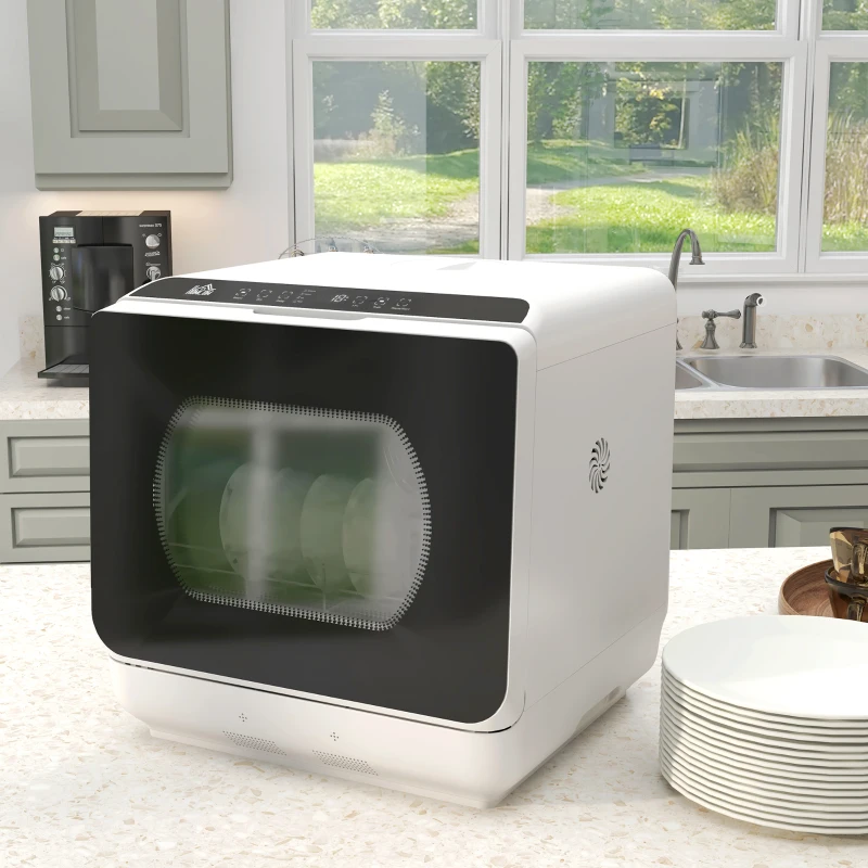 HOMCOM Six-Programme Countertop Dishwasher - White
