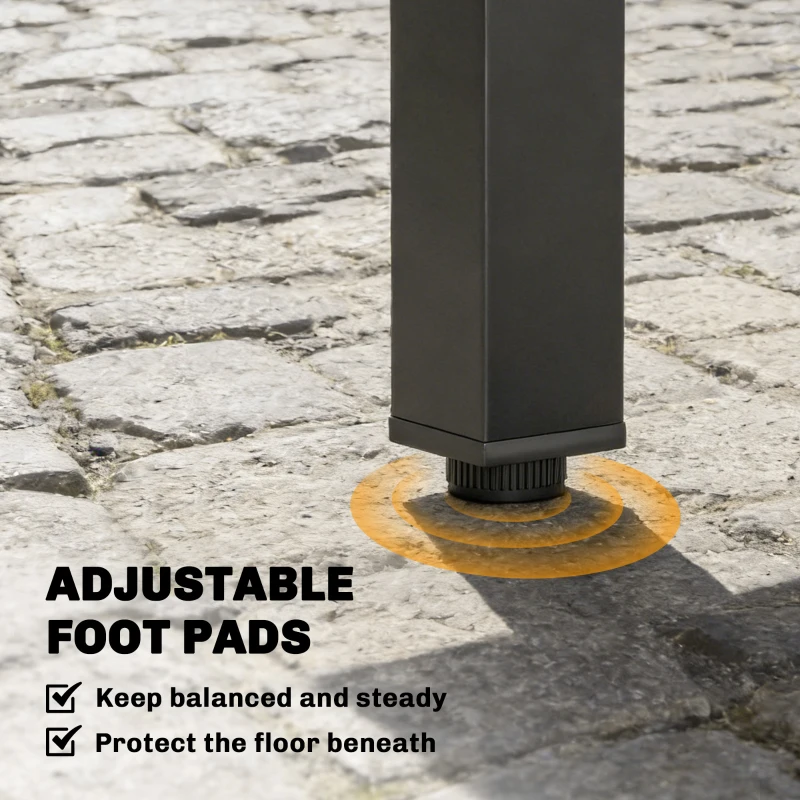 Outsunny Rozkładany Stół Ogrodowy 80/160 x 80 cm Aluminiowy Stół Jadalniany na 4-6 Osób, Prostokątny z Lamelowym Blatem