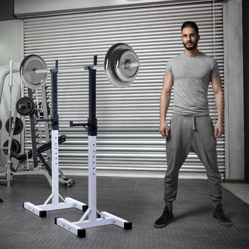 HOMCOM Stockage/support de musculation entrainement pour barre longue haltère charge max. 150 Kg