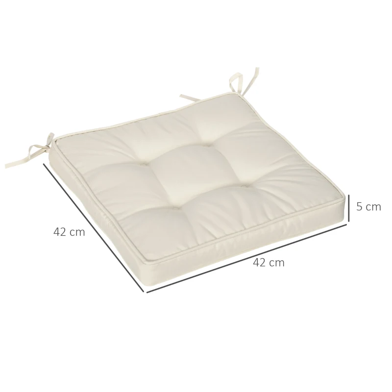 Outsunny Conjunto de Cojines para Sillas de Comedor y Jardín Impermeable con 2 Amarres de Fijación 42x42x5 cm Crema